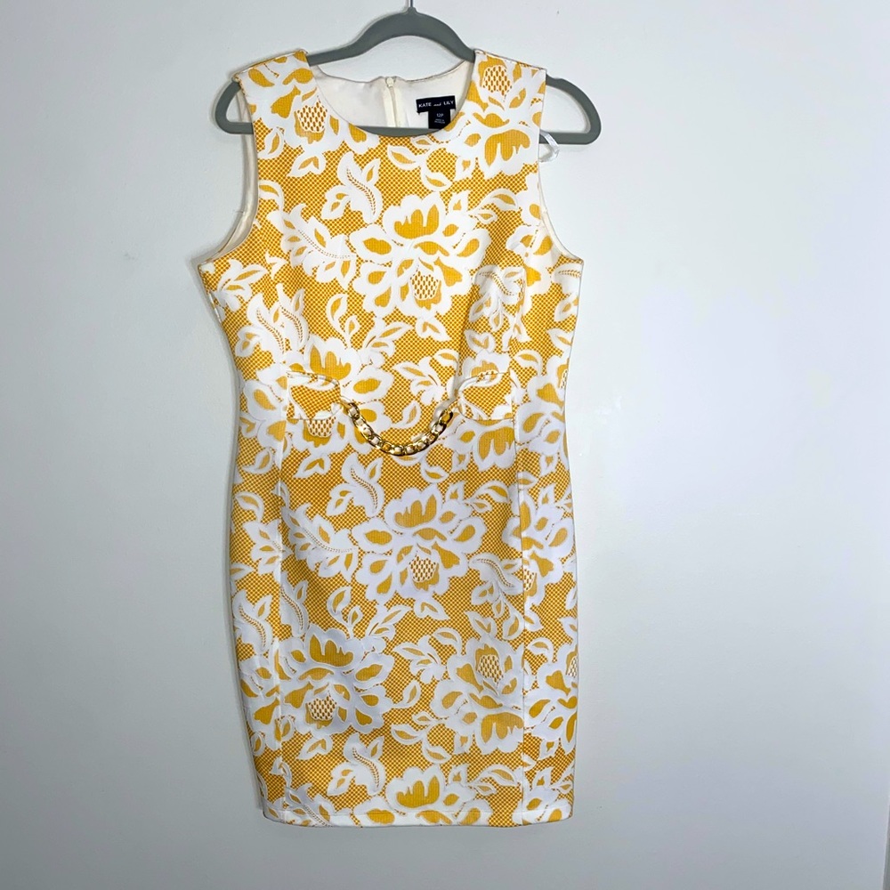 Kate and Lily Yellow and White Floral Embroidered Dress